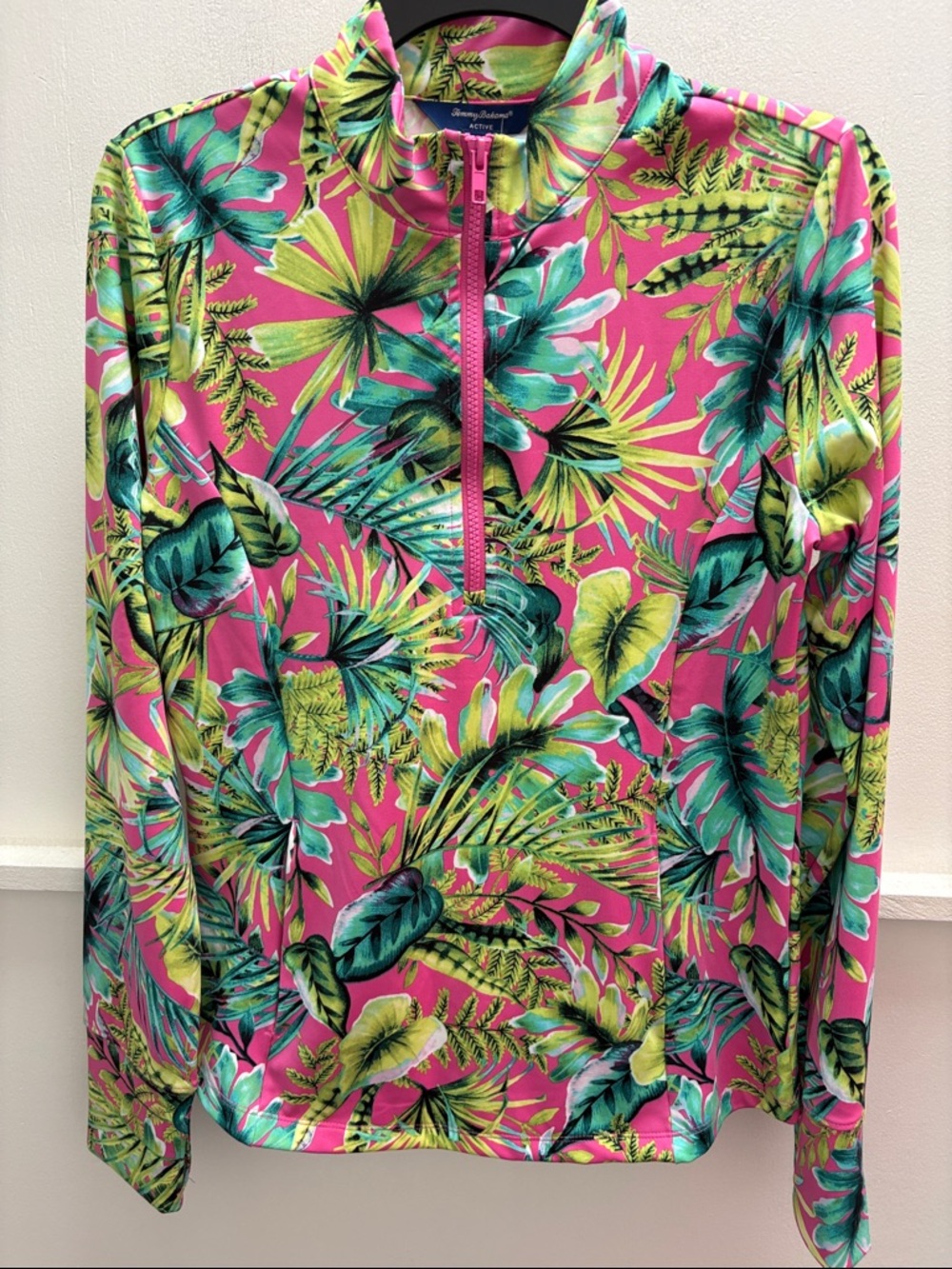 Tommy Bahama Pink Tropical Leaf Quarter-Zip- NWOT